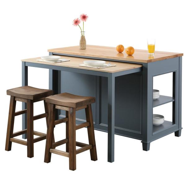 gray design element kitchen islands kd 01 gy 77 600 Grey Kitchen Island Extendable Home Depot