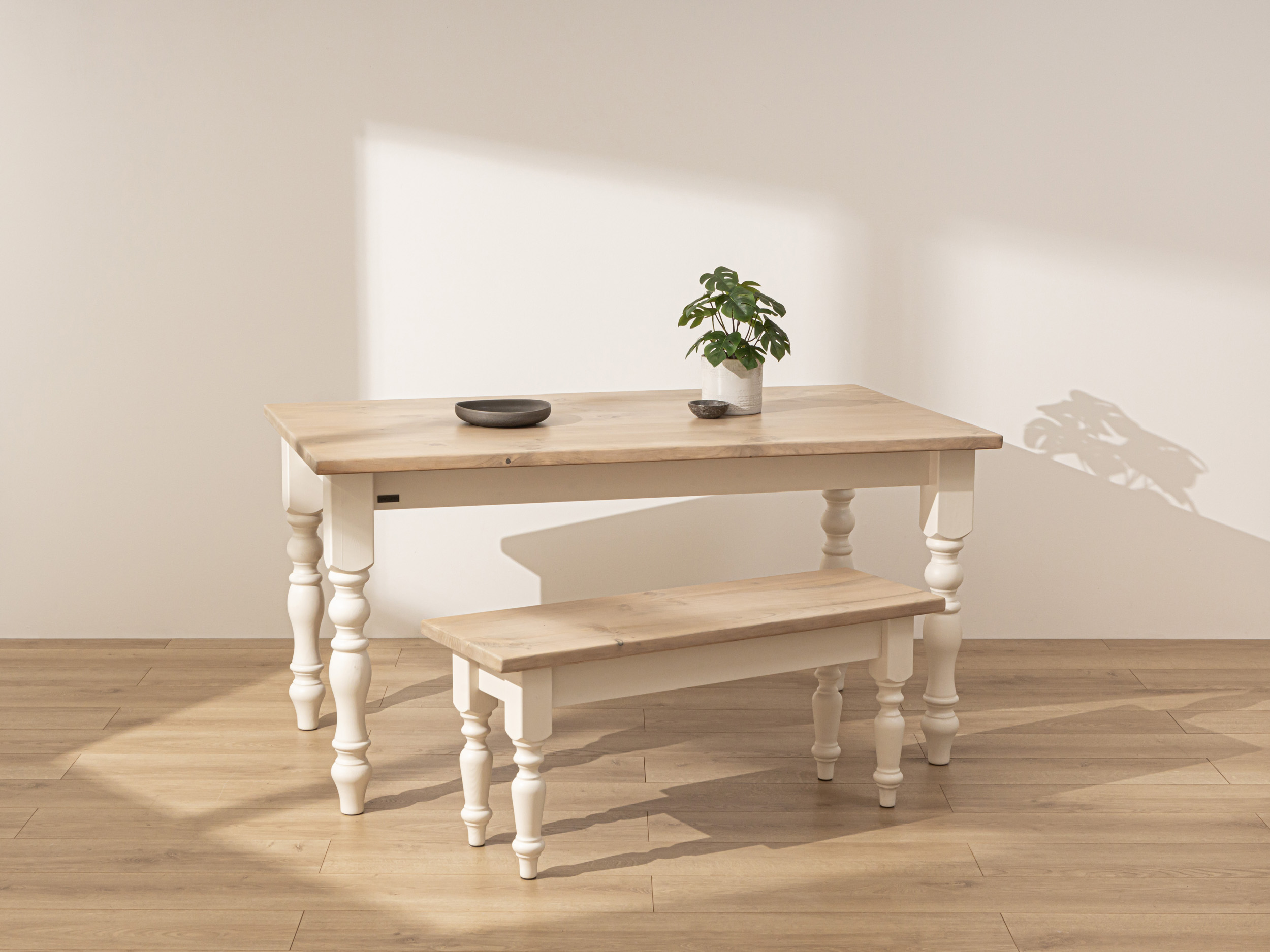 Grain and Frame - Light Farmhouse Dining Table 1 Grain and Frame Oak Farmhouse Dining Table Painted Square