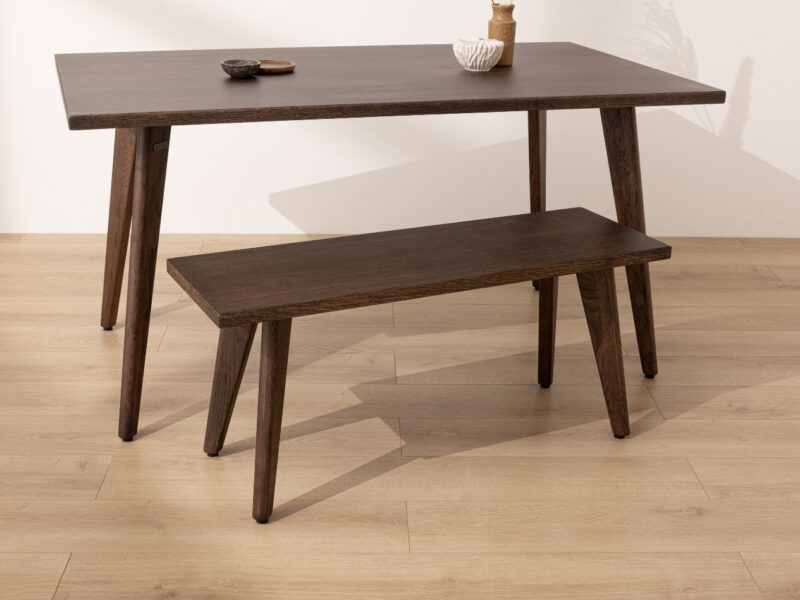 Dark Solid Oak Scandinavian Dining Bench