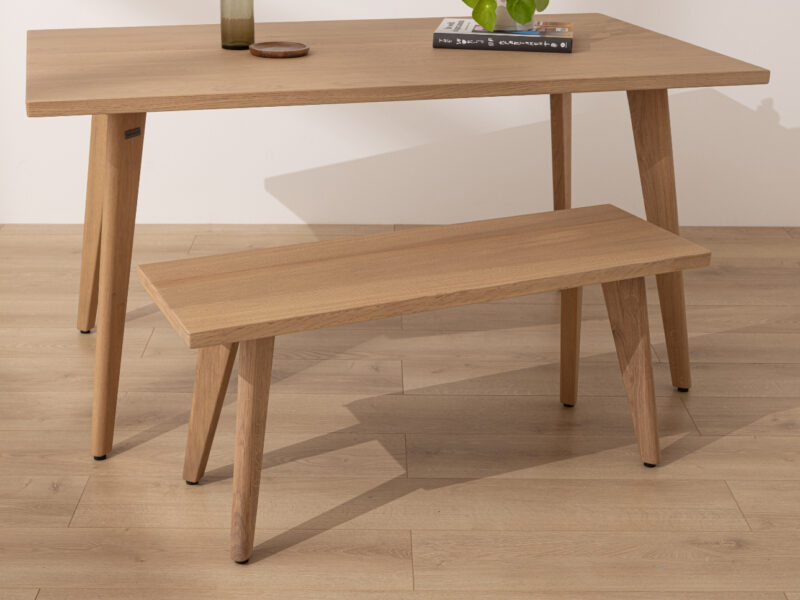 Light Solid Oak Scandinavian Dining Bench
