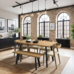 Grain and Frame Natural Oak Industrial 6 Seater with Chairs 4x3 2k
