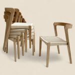 Grain and Frame Natural Scandinavian Solid Oak Dining Chair 9 Stacked